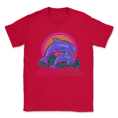 Dolphins Vaporwave Style Art Aesthetic 80’s & 90’s design Unisex - Red