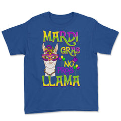 Mardi Gras Llama Funny Carnival Gift design Youth Tee - Royal Blue