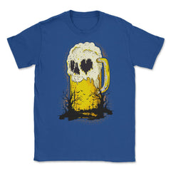 Halloween Beer Mug Skull Spooky Cemetery Humor Unisex T-Shirt - Royal Blue