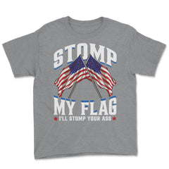 Stomp My Flag, I'll Stomp Your Ass Retro Vintage Patriot product - Grey Heather