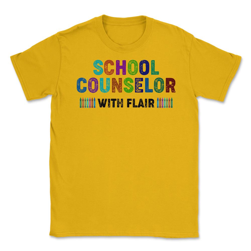 Funny School Counselor With Flair Crayons Guidance Counselor graphic - Gold