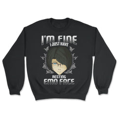 Resting Emo Face Anime Gift design - Unisex Sweatshirt - Black