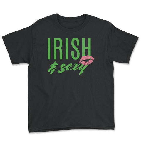 Irish and sexy Girl Saint Patricks Day Celebration Youth Tee - Black
