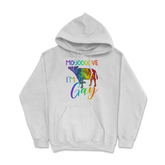 Mooooove I’m Gay Cow Gay Pride LGBTQ Rainbow Flag design Hoodie - White