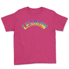 Lesbow Rainbow Word Arc Gay Pride t-shirt Shirt Tee Gift Youth Tee - Heliconia