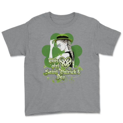 This girl loves Saint Patrick’s Day Celebration Youth Tee - Grey Heather