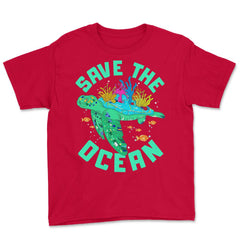 Save the Ocean Turtle Gift for Earth Day product Youth Tee - Red