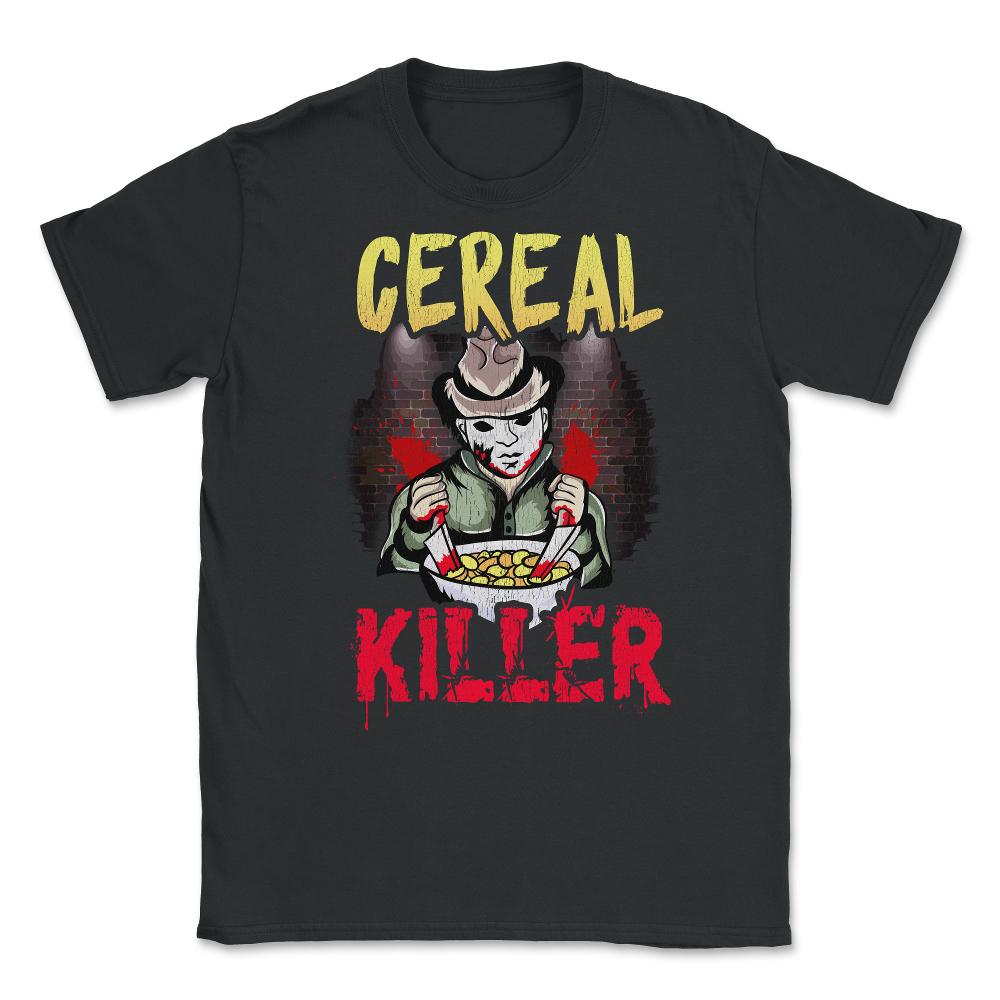 Cereal Killer Criminal with bloody knives Hallowee Unisex T-Shirt - Black