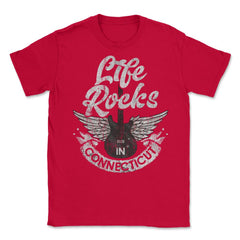Life Rocks In Connecticut Electric Guitar With Wings print Unisex - Red
