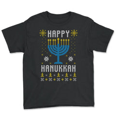 Happy Hanukkah Ugly Christmas design Style Funny product - Youth Tee - Black