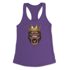 King Gorilla Head Angry Great Ape Wearing A Crown Design product - Purple