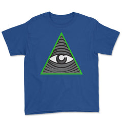 Conspiracy Theory All-Seeing Eye Funny Design Gift  graphic Youth Tee - Royal Blue