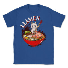 Ramen Bowl & Llama with Chopsticks Gift  design Unisex T-Shirt - Royal Blue