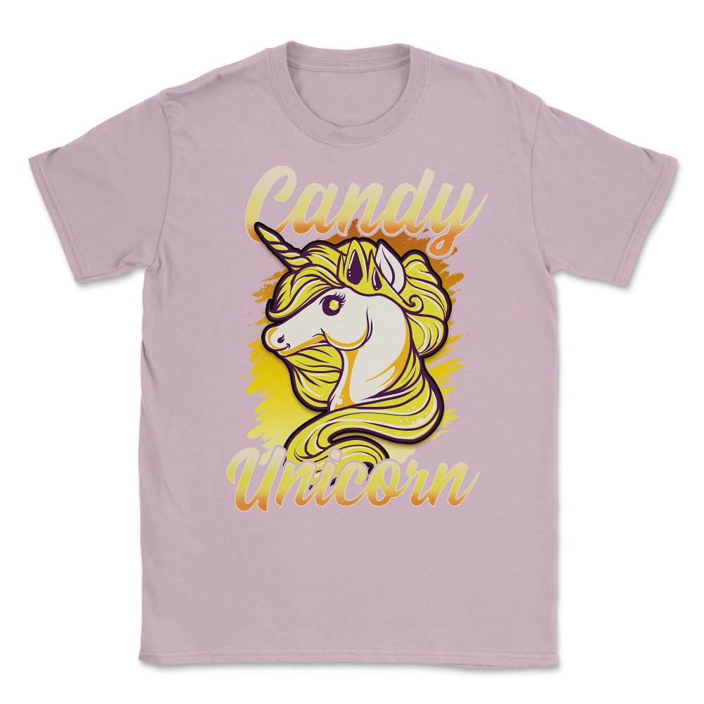 Candy Corn Unicorn Halloween Funny Candy Unicorn Unisex T-Shirt - Light Pink