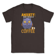 Owl and Coffee Funny Humor graphic Unisex T-Shirt - Brown