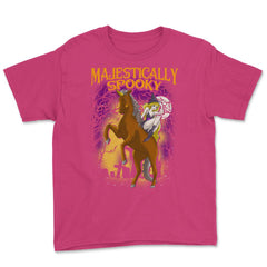 Majestically Spooky Witch & Unicorn Halloween Funn Youth Tee - Heliconia