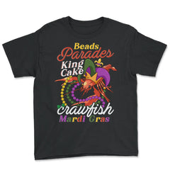 Crawfish With Jester Hat & Bead Necklaces Funny Mardi Gras design - Black
