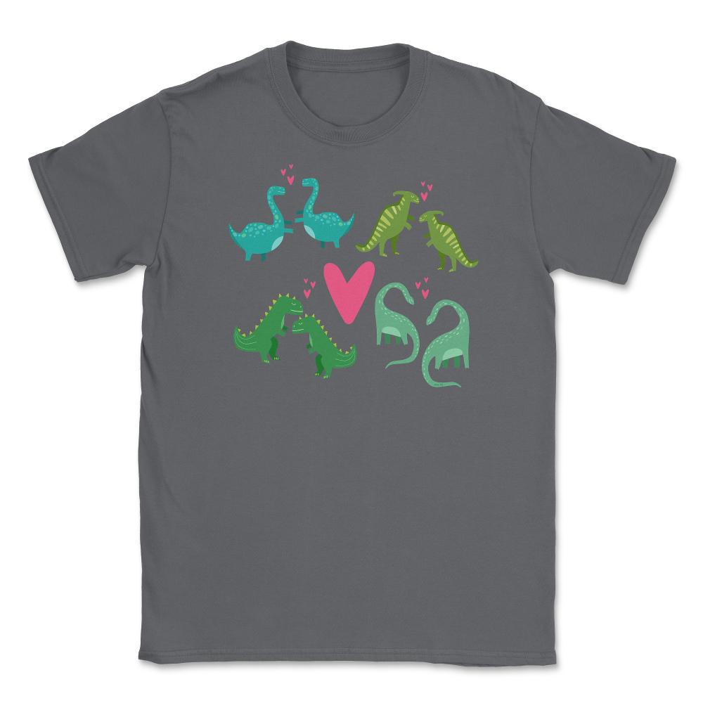 Dinosaurs Love Funny Humor T-Shirt Valentine  Unisex T-Shirt - Smoke Grey