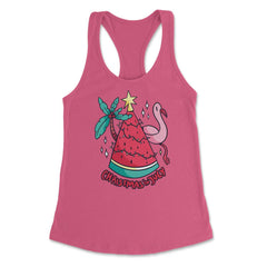 Christmas in July Funny Summer Xmas Tree Watermelon design Women's - Hot Pink