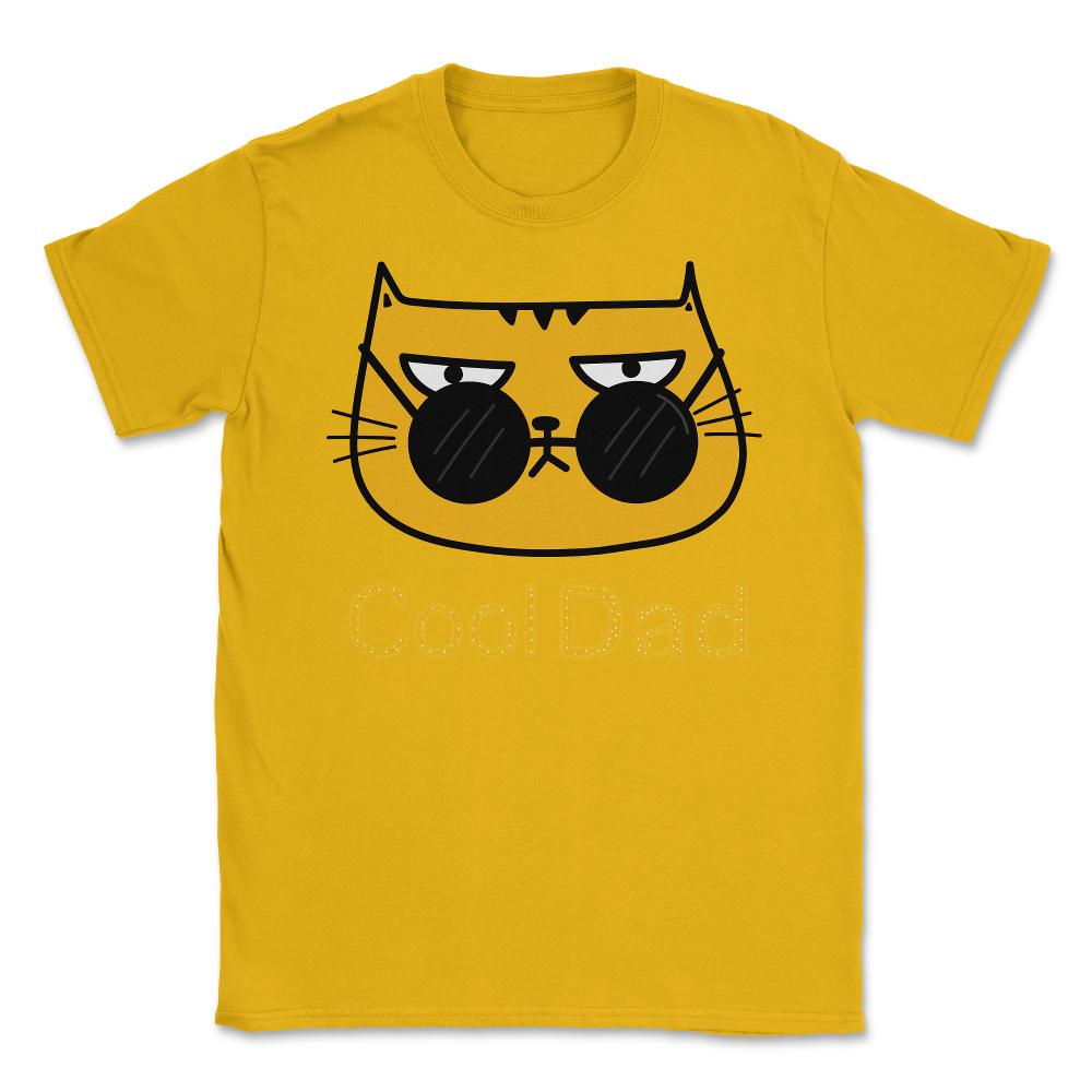 Cool Dad Hipster Cat Humor T-Shirt Tee Gift Unisex T-Shirt - Gold