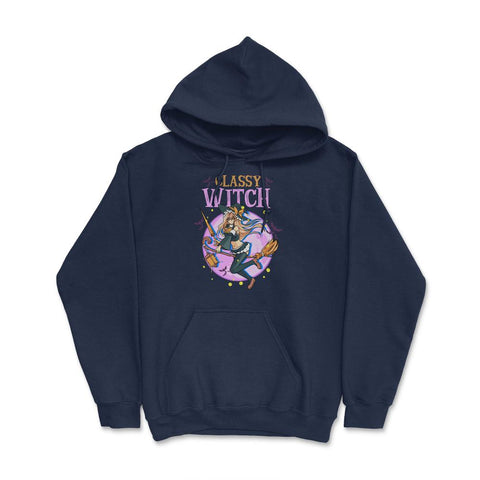 Anime Classy Witch Design graphic Hoodie - Navy