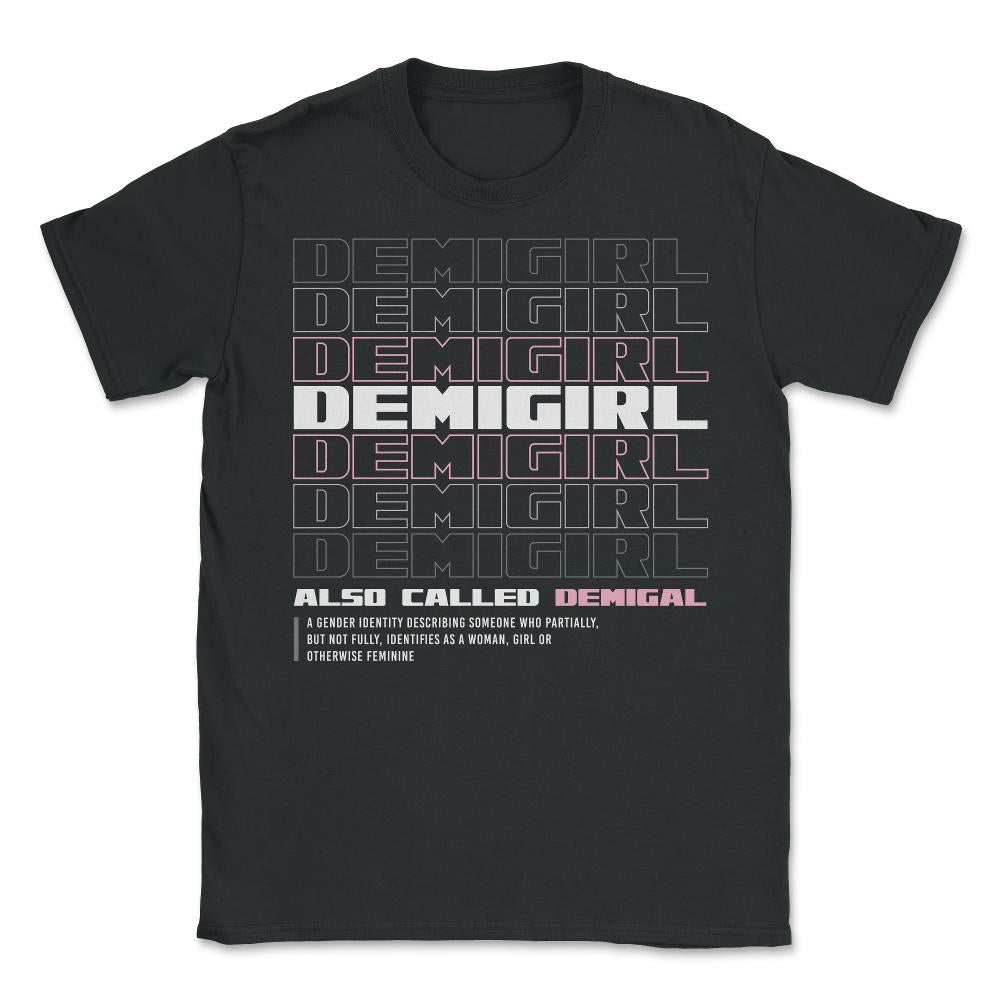 Demigirl Definition Female & Agender Color Flag Pride design - Unisex T-Shirt - Black