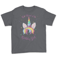 Best Friend of the Birthday Girl! Unicorn Face product Youth Tee - Smoke Grey