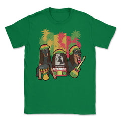 Reggae Music Dogs with Instruments and Rasta Hats Design graphic - Green