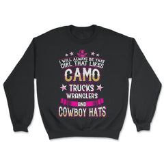 I will always be that Girl that likes Camo Trucks print - Unisex Sweatshirt - Black