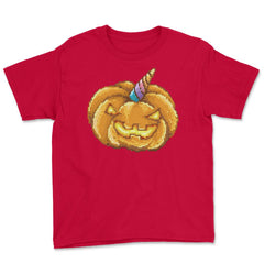 Jack O Unicorn Pumpkin Halloween T Shirt Gifts Youth Tee - Red