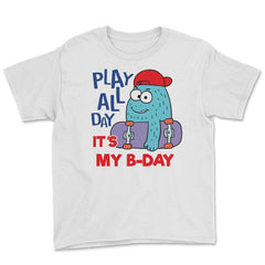 Monster Skater Character Funny Birthday boy product Youth Tee - White