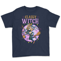 Anime Classy Witch Design graphic Youth Tee - Navy
