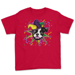 Mardi Gras French Bulldog Jester Funny Gift graphic Youth Tee - Red
