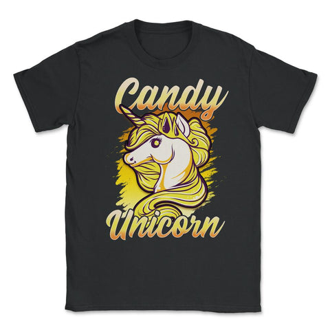 Candy Corn Unicorn Halloween Funny Candy Unicorn Unisex T-Shirt - Black