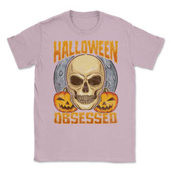 Halloween Obsessed Creepy Skull & Jack o lanterns Unisex T-Shirt - Light Pink