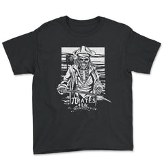 Pi-rates 4 ever Epic Skeleton Pirate Grunge Style Math graphic - Youth Tee - Black