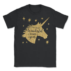 Christmas Unicorn Most Wonderful time T-Shirt Tee Gift The most - Black
