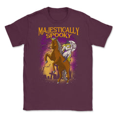 Majestically Spooky Witch & Unicorn Halloween Funn Unisex T-Shirt - Maroon