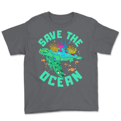 Save the Ocean Turtle Gift for Earth Day product Youth Tee - Smoke Grey