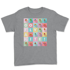 Go fly a kite! Kite Flying Colorful Pastel Design print Youth Tee - Grey Heather