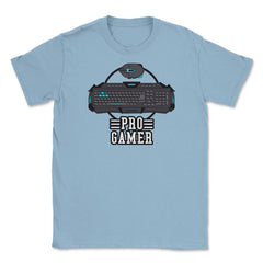 Pro Gamer Keyboard & Mouse Fun Humor T-Shirt Tee Shirt Gift Unisex - Light Blue