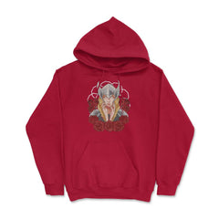 Valkyrie & Roses Norse Mythology Vintage Style Design print Hoodie - Red