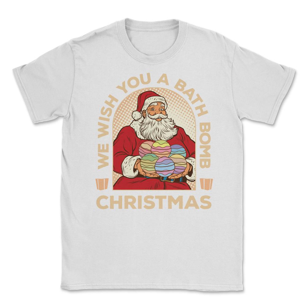 We Wish You A Bath Bomb Christmas Retro Vintage Santa graphic Unisex - White