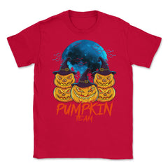 Pumpkin Team Spooky Jack O-Lantern Halloween Unisex T-Shirt - Red