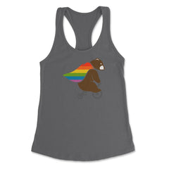 Rainbow Flag Bear Hero Gay Pride print Women's Racerback Tank - Dark Grey