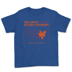 Cicada Invasion Coming to These States in US Map Cool graphic Youth - Royal Blue