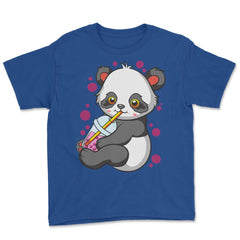 Boba Tea Bubble Tea Cute Kawaii Panda Gift design Youth Tee - Royal Blue