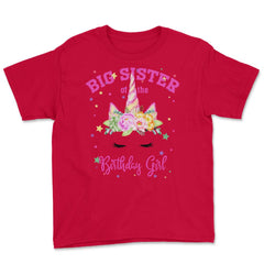 Big Sister of the Birthday Girl! Unicorn Face Theme Gift graphic - Red