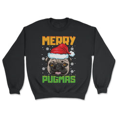 Merry Pugmas Santa Pug Xmas Funny Pun Gift product - Unisex Sweatshirt - Black