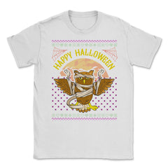 Happy Halloween Mummy Owl Funny Ugly Sweater Unisex T-Shirt - White